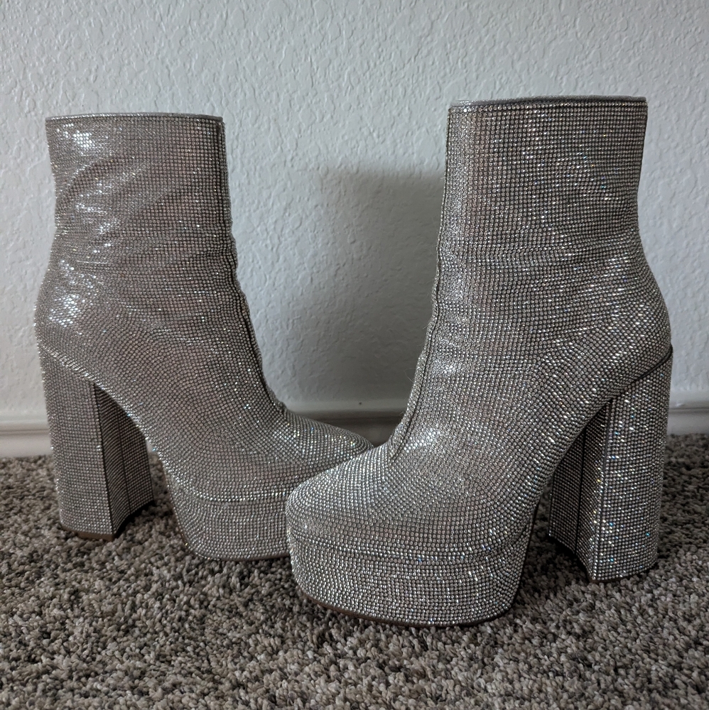 Steve Madden Rhinestone Platform Sparkly Boots
